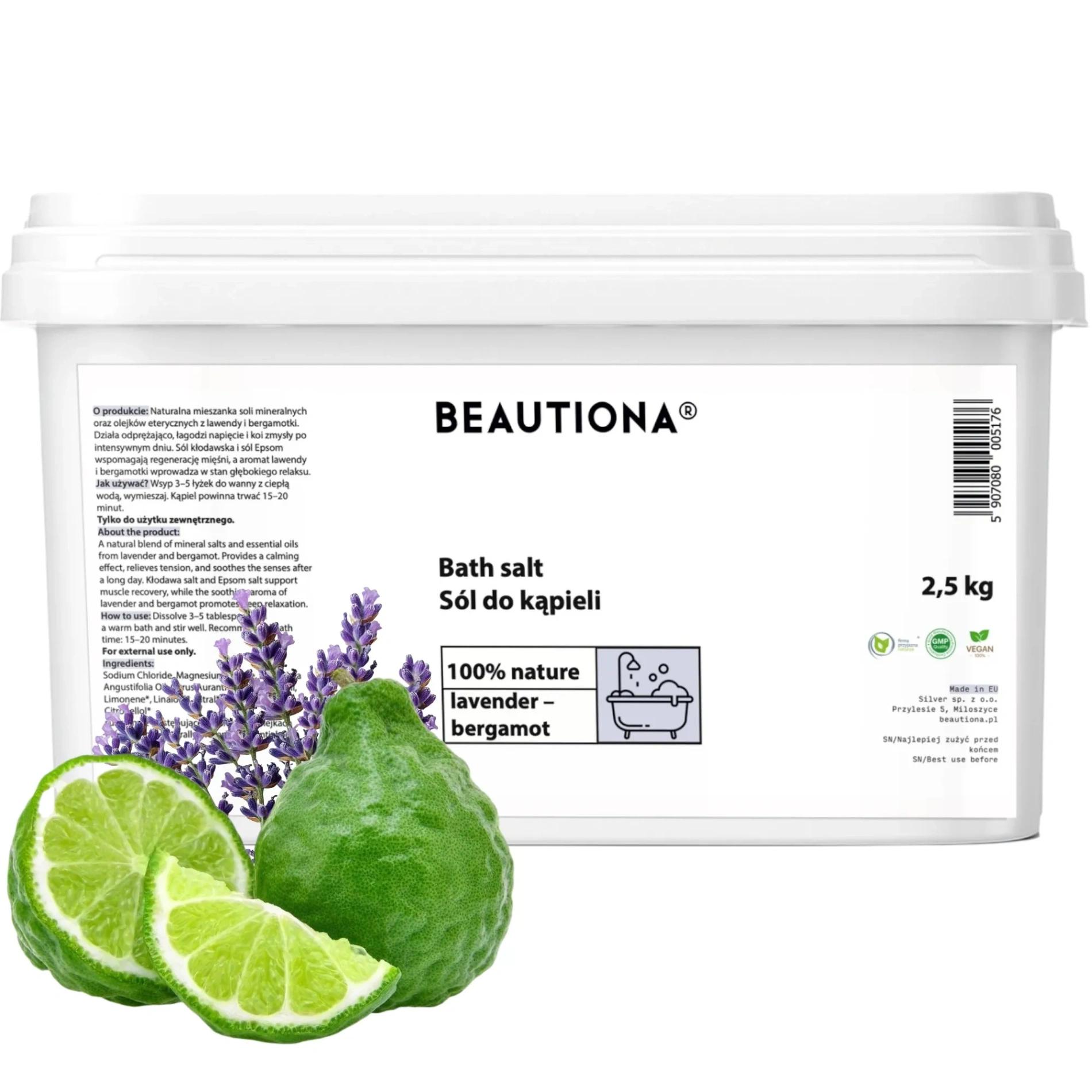 Koupelová sůl Beautiona Levandule a&nbsp;Bergamot 2,5kg - 